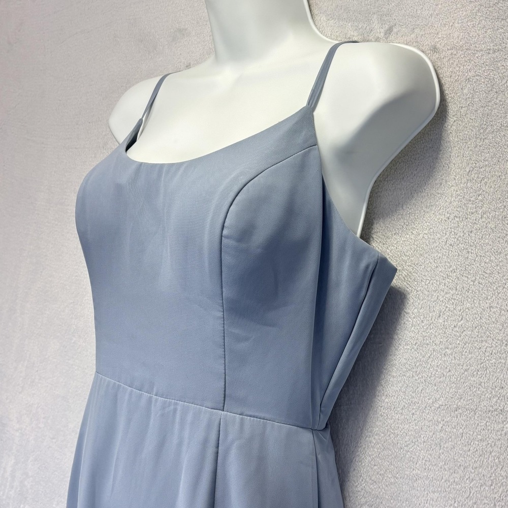 Azazie Dusty Blue A-Line Bridesmaid Dress Womens 10 A10 Classic Long Formal Gown - Picture 9 of 13